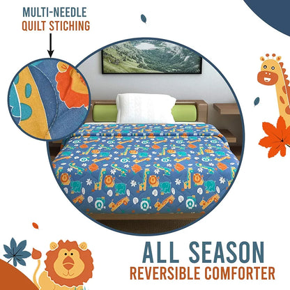 Divine Casa 120 GSM Cotton Single Bed Comforter Soft & Lightweight Reversible All-Season Blanket Iris Deep