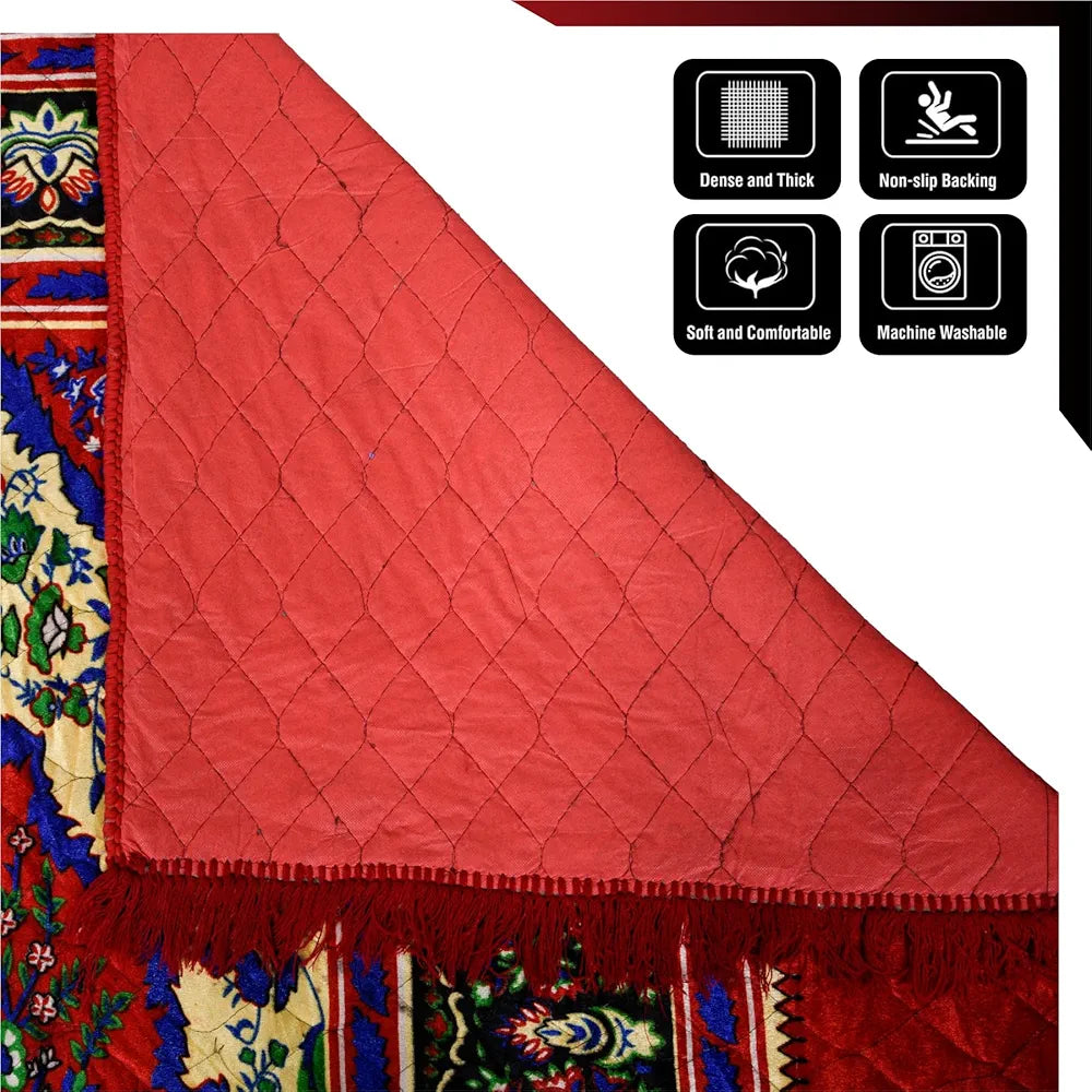 Kuber Industries Carpet Velvet Carpet-Rug for Home Decor Carpet Rug for Bedroom Red