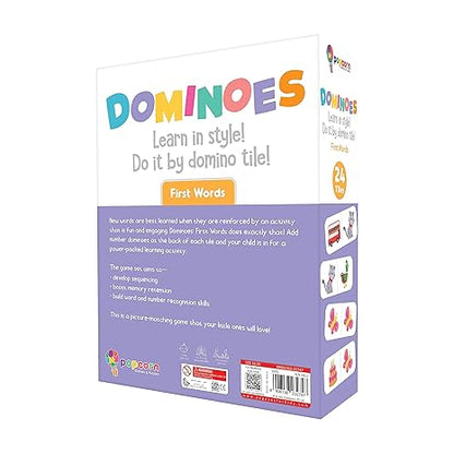 Popcorn Games & Puzzles First Words Dominoes for Kids 24 Tiles Board Dominoes Help in Focus & Concentration in Child