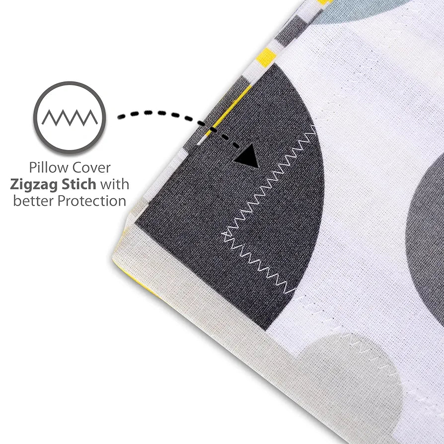 Divine Casa Double Size Bedsheet for Double Bed 144 TC Pure Cotton Queen Size with 2 Pillow Covers Geometric Colour Grey Lagoon