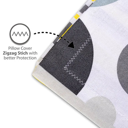 Divine Casa Double Size Bedsheet for Double Bed 144 TC Pure Cotton Queen Size with 2 Pillow Covers Geometric Colour Grey Lagoon