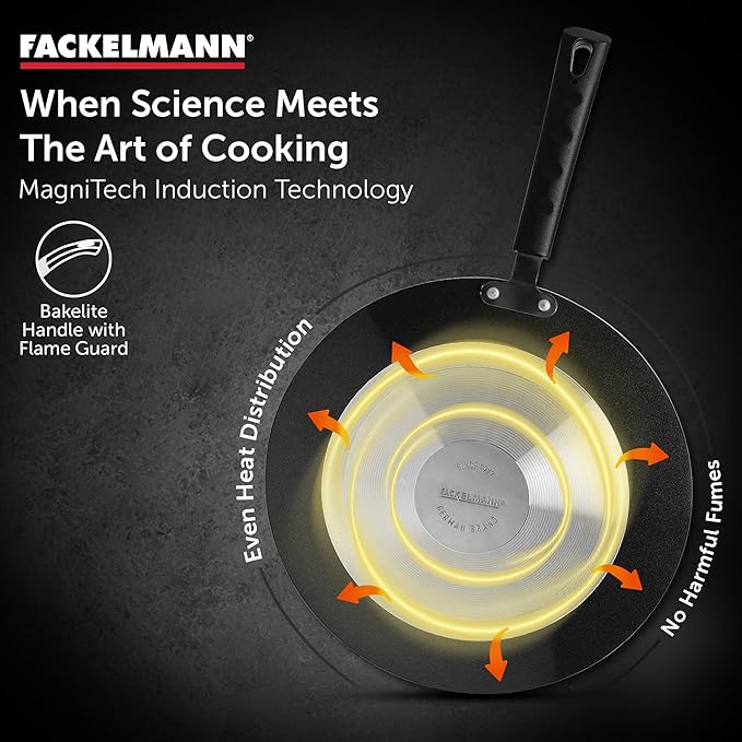 Fackelmann Quartz Nonstick Concave Tawa 25 cm  Even Heating Roti Chapati Paratha