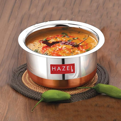Hazel Utensils Set for Kitchen Set of 3 (1 L, 1.5 L & 1.9 L Capacity) Copper Bottom Utensils