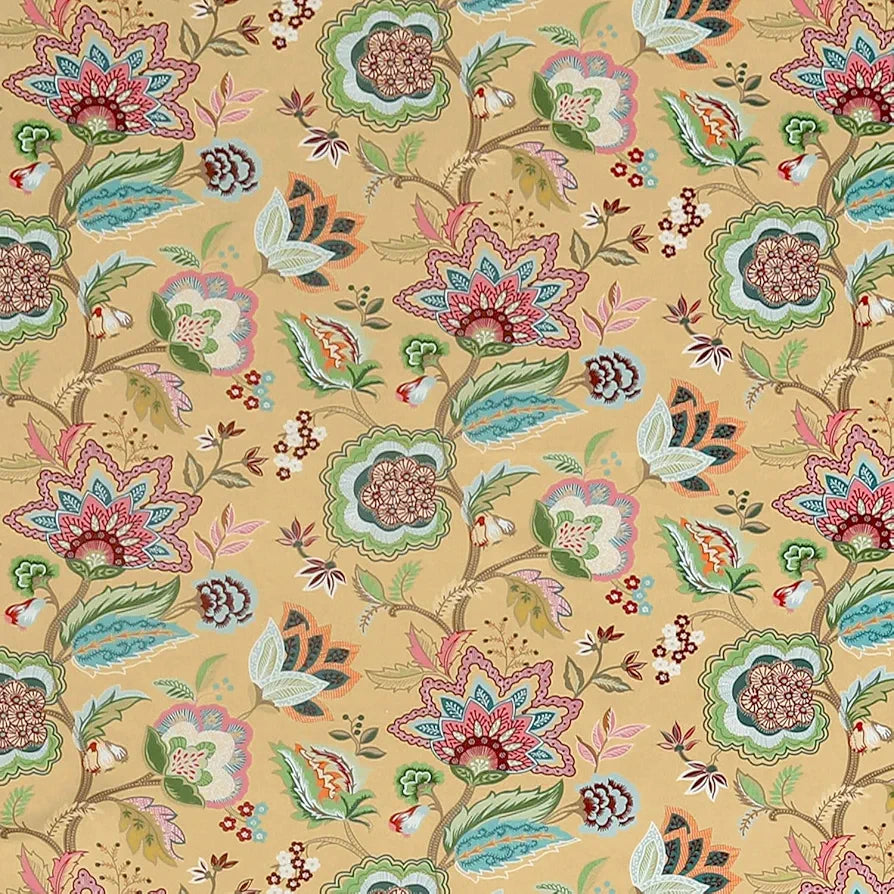 Cloth Fusion Blackout Printed Premium Door Curtains 7 Feet Long Set of 2 Yellow Garden