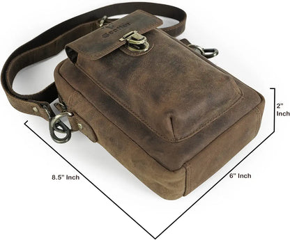 Goatter Genuine Leather Unisex Sling Cross-BodyBag Messenger Bag