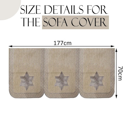 Kuber Industries Set of 6 Durable 3 Seater Sofa Cover Star Print Cream & Brown