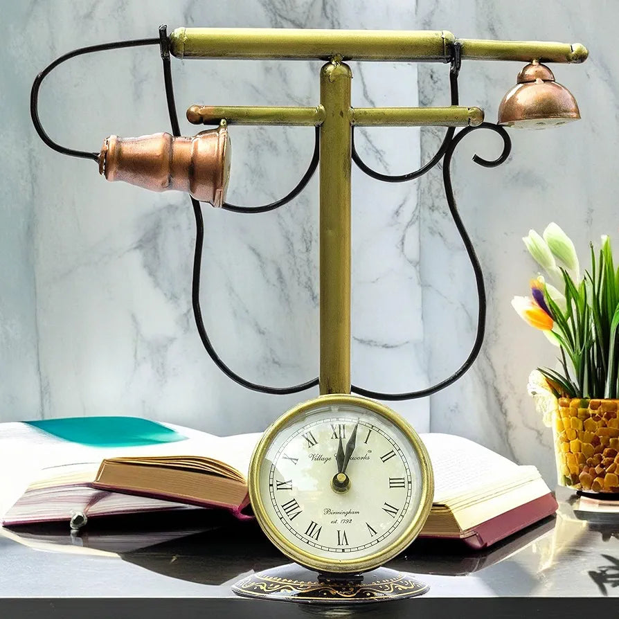 Kraftskala Iron Vintage Retro Tabletop Analog Clock Showpiece Classic