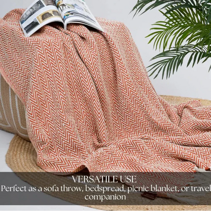 Homadorn All Season Cotton Weaved Throw Blanket Colour Orange
