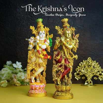 Ekhasa Marble Dust Lord Krishna Idol with Flute Multicolor 1