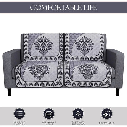 Kuber Industries Set of 6 Net Durable 2+1 Seater Sofa Covers Floral Print Black & Grey