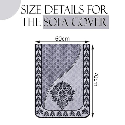 Kuber Industries Set of 6 Net Durable 2+1 Seater Sofa Covers Floral Print Black & Grey