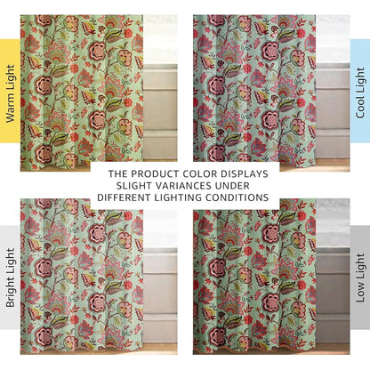 Cloth Fusion Blackout Printed Premium Door Curtains 7 Feet Long Set of 2 Blue Garden