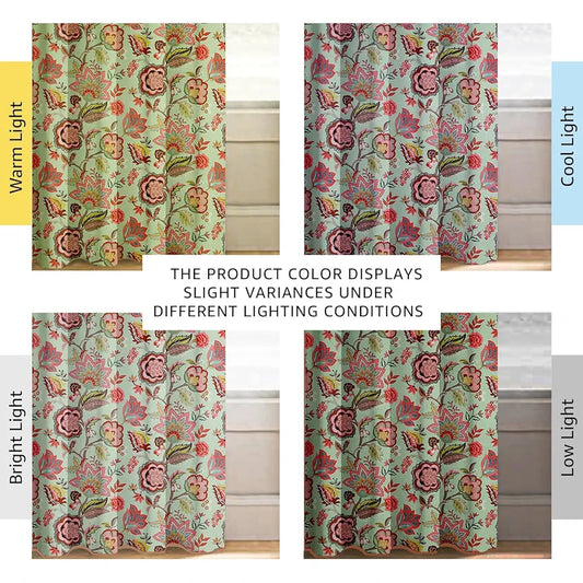 Cloth Fusion Blackout Printed Premium Door Curtains 7 Feet Long Set of 2 Blue Garden