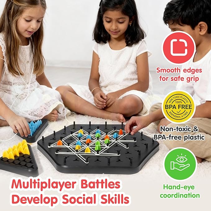 Kidology Chain Triangle Chess Game Triggle Rubber Band Game Multicolour