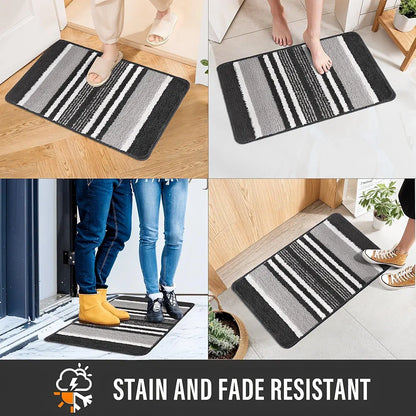 Kuber Industries Anti-Skid Water-Absorbent Door Mats for Home Micro Jupitar Lining Dark Grey