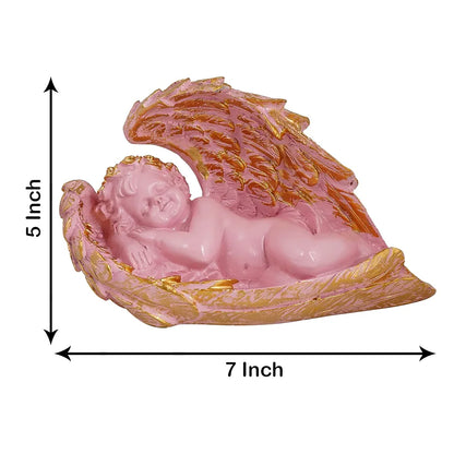 Zart Angel Girl Showpiece for Home Decor Winged Fairy Statue Angel Pink SHG