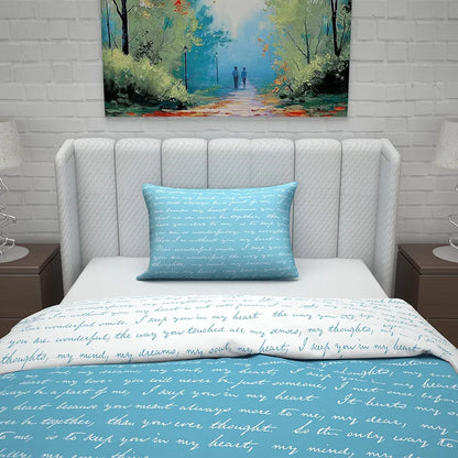 Divine Casa Microfiber Reversible Single Bed AC Duvet Cover with 1 Pillow Cover Colour Blue & White Ideal for Quilt/Comforter/Blanket
