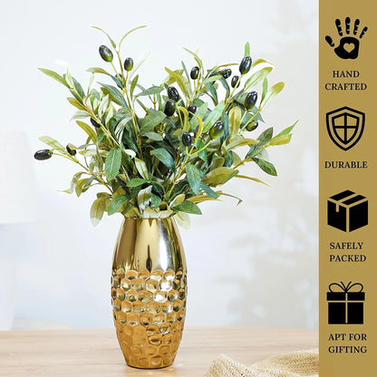 Behoma Metal Half Hammered Oblong Shape 1 Large Flowers not Included