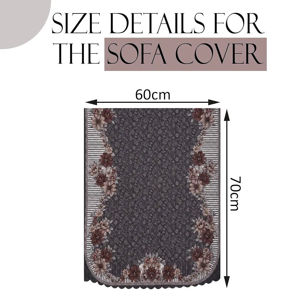 Kuber Industries Set of 4 Durable 2 Seater Sofa Cover for Living Room Floral Print Dark Olive Green