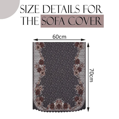 Kuber Industries Set of 6 Durable 2+1 Seater Sofa Cover Floral Print Dark Olive Green