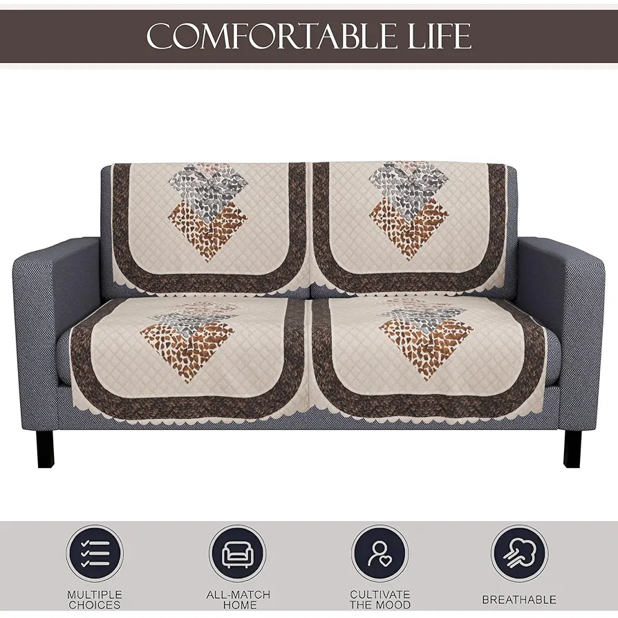 Kuber Industries Set of 6 Durable 2+1 Seater Sofa Covers Stone Ultra Sonic BMW Cream Brown