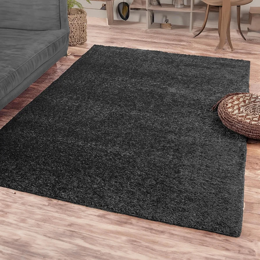 Ishro Home Premium Fuzzy Shag Carpet for Hall Rugs for Living Room Carpets for Living Room Colour Ash Grey