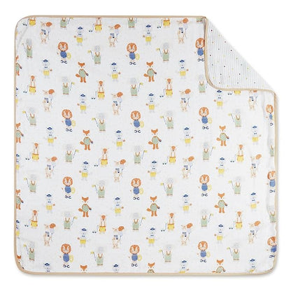 Haus & kinder Cotton Reversible Muslin Blanket For Newborn Baby Boy And Girl Colour Beige