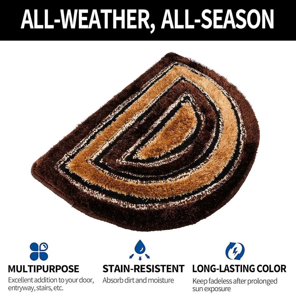 Kuber Industries Door Mat D Shape Fur Doormat Microfiber Golden & Brown