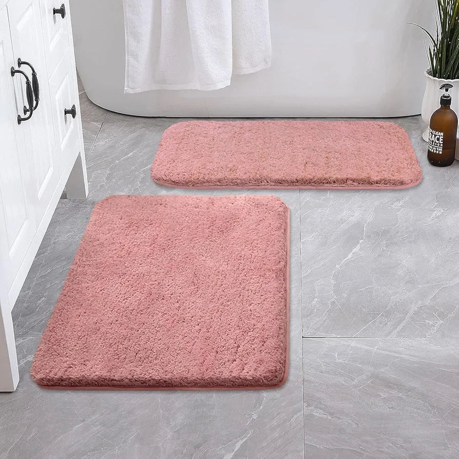 Luxe Home International Bath Mat Super Soft Ultra Absorbent Rectangular Mat Colour Pink (Pack of 2)