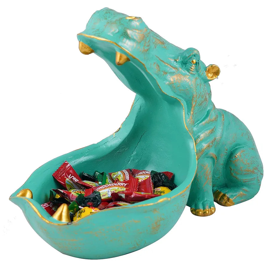 Zart Angry Hippopotamus Mouth Open Face Sculpture Polyresin Showpiece
