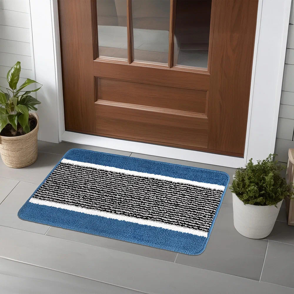 Kuber Industries Anti-Skid Water-Absorbent Door Mats for Home Micro Wings Lining Sky Blue