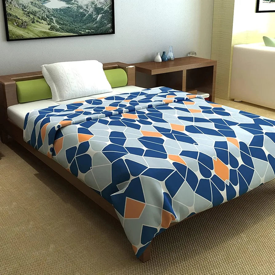 Divine Casa 120 GSM Microfiber All Season Single Bed Comforter Super Soft Reversible Throw Blanket Duvets TC - 120 Colour Vista Blue