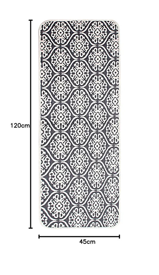 Saral Home Floral Designer Soft Cotton Durable & Washable Multipurpose Runner Colour Grey
