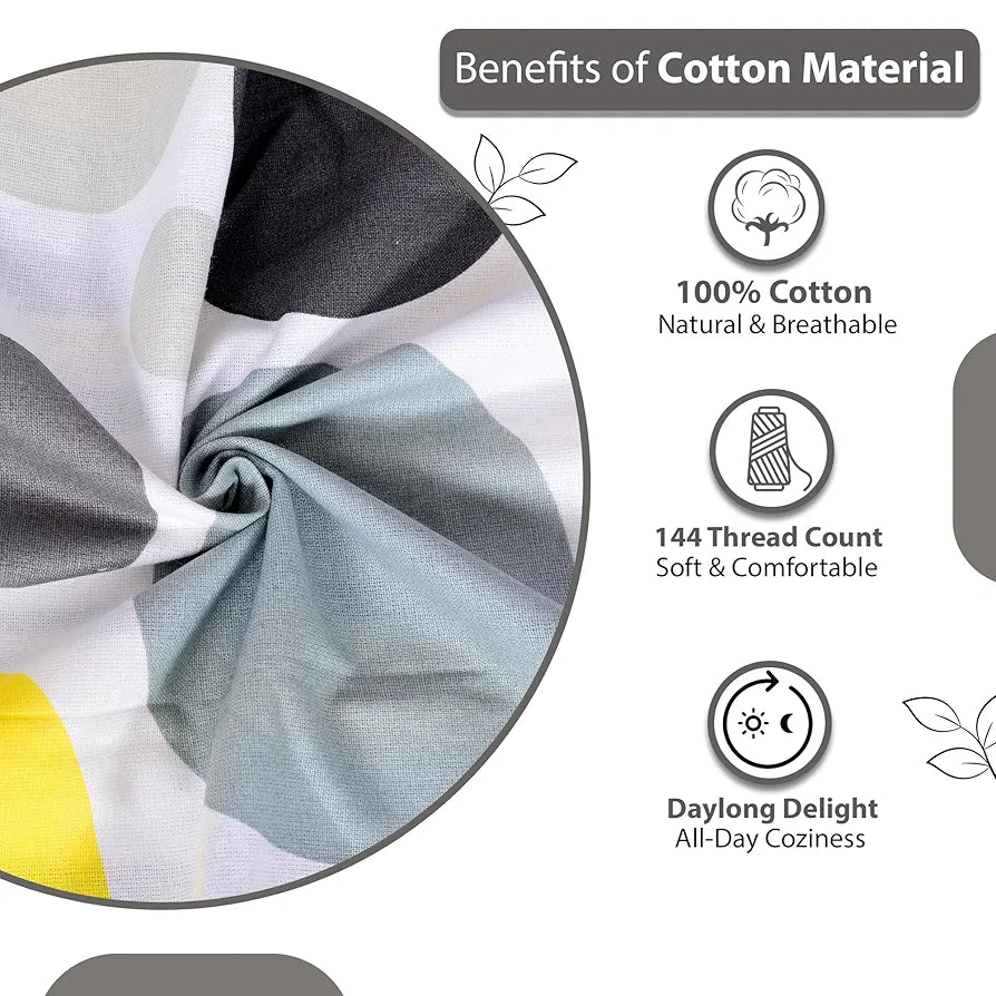 Divine Casa 144 TC 100% Cotton Bedsheet King Size Bed King Size Bedsheet with 2 Pillow Covers Colour Grey Lagoon