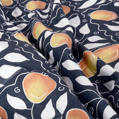 Divine Casa 144 TC 100% Cotton Deep Cobalt Floral King Size Elastic Fitted Bedsheet with 2 Pillow Covers Elegant Double Bed Set Colour Marlin