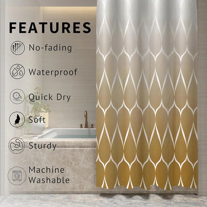 Homethreads Printed Blackout Embrace Luxury with Our 6-Feet Long Premium Polyester Shower Curtain with 12 Hooks for a Lavish Bathroom Machine Washable Gold