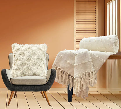 Sajavat Home Hand Knitted Pure Cotton 3 Seater Sofa Colour Beige