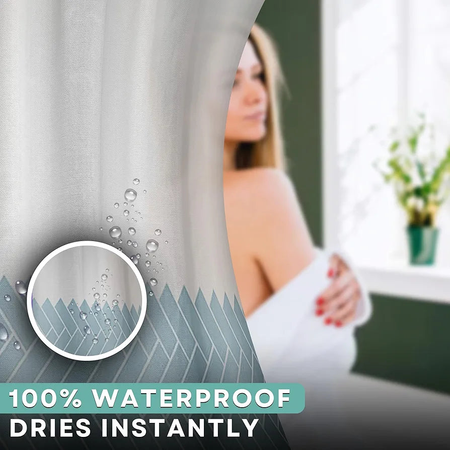 Homethreads Embrace Luxury with Our 6-Feet Long Premium Polyester Shower Curtain with 12 Hooks for a Lavish Bathroom Blue Colour
