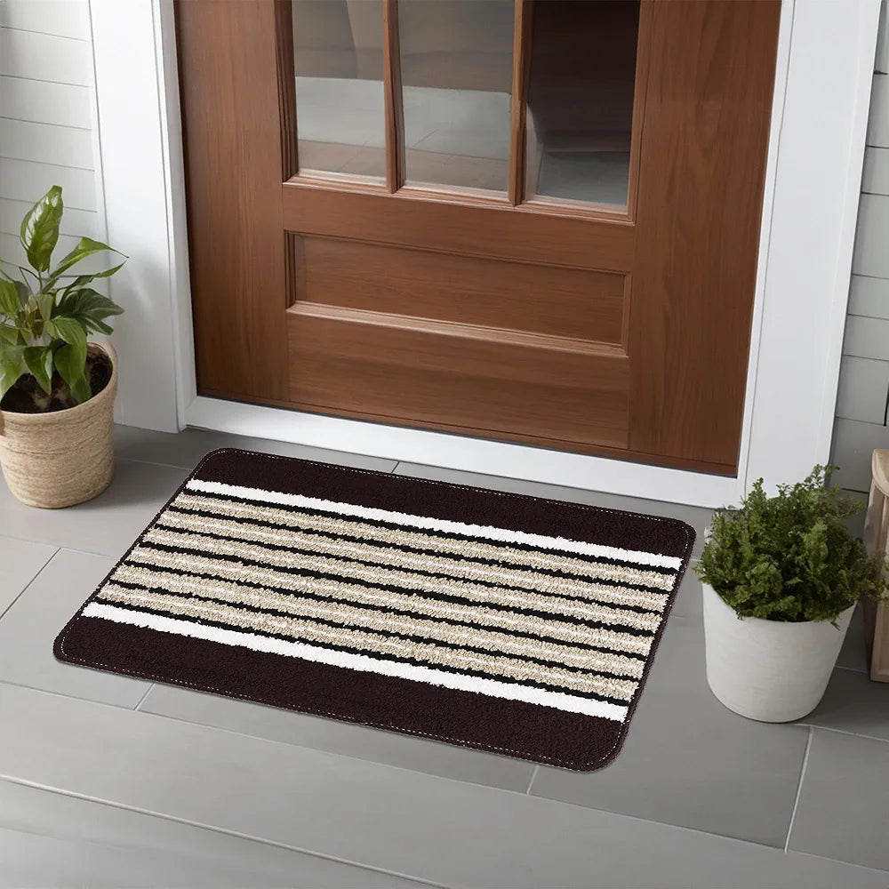 Kuber Industries Anti-Skid Water-Absorbent Door Mats for Home Micro New Wings Lining Brown