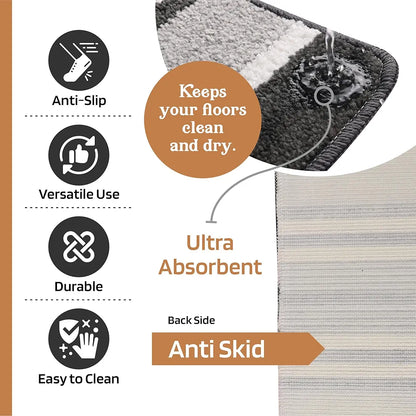 Kuber Industries Anti-Skid Water-Absorbent Door Mats for Home Micro Jupitar Lining Dark Grey