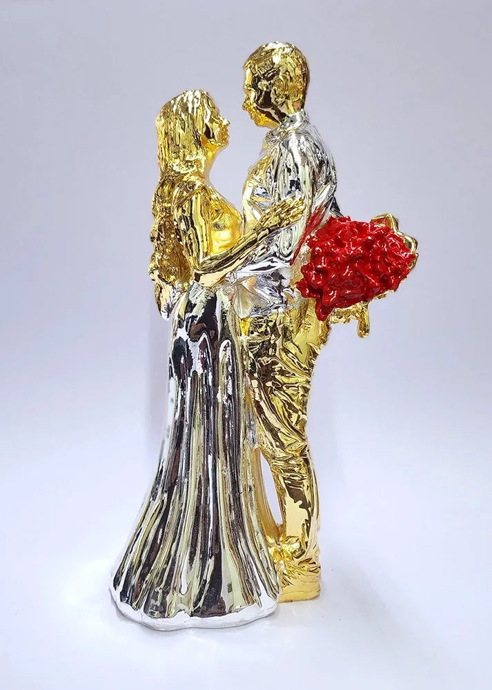 Gold Art India Couple Figurine Gold-Silver Plated Finish