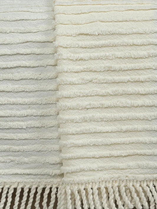 Saral Home Barkha Stripe Cotton 1 Seater Sofa Throw Colour Ivory