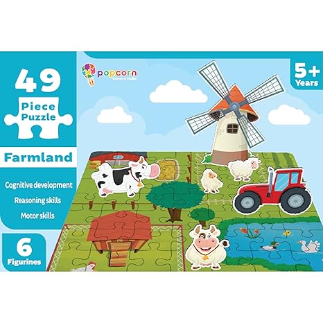 Popcorn Games & Puzzles Farmland 49 Piece Puzzle Kids Jigsaw Game Puzzle Science Educational Toys