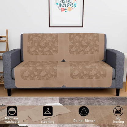 Kuber Industries Set of 4 Net Durable 2 Seater Sofa Covers for Living Room Self Net Hawaii Camel Brown