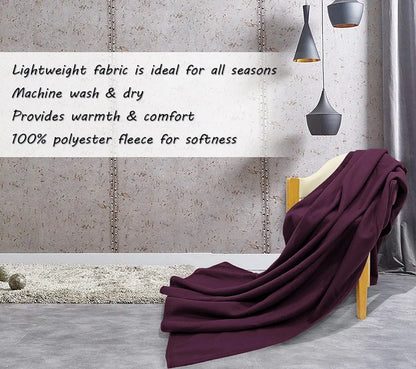 Cloth Fusion Polar Fleece AC Blanket for Winter Single Bed Soft Woolen Blanket Wine Colour