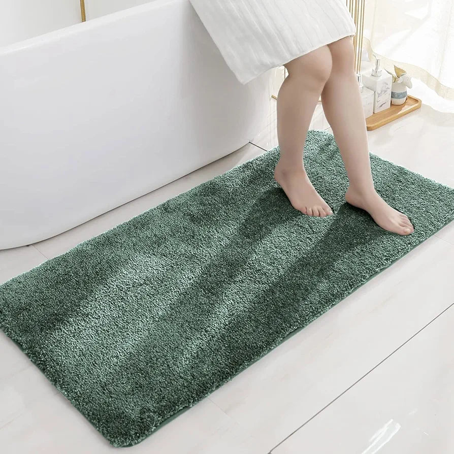 Luxe Home International Microfibre Rectangular Bath Mat Super Soft Anti Skid Newman Mats For Bathroom Colour Green