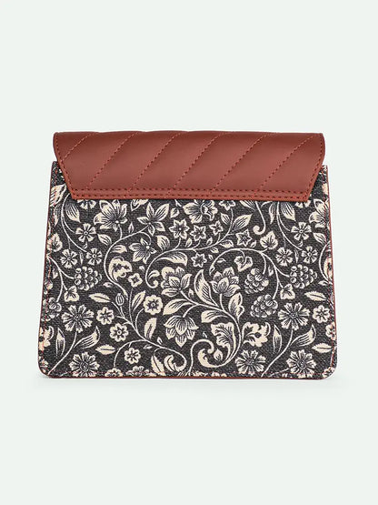 Zouk Vegan Leather & Jute Flap Closure Beyond Basic Sling Bag For Women's Girls
