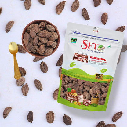 Sft Cardamom Black Whole Big Size - 50 gms (Pack of 2)