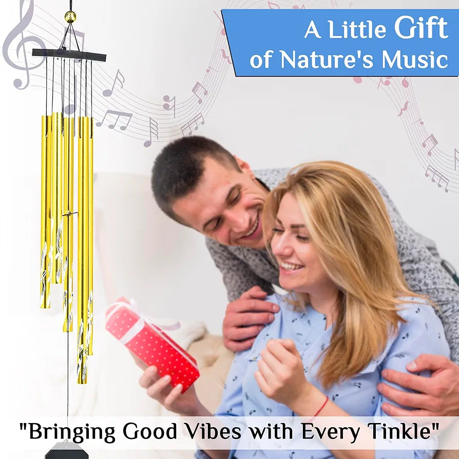 Wind Chimes Hanging Bells and Showpieces Golden 5-Pipe Wind Chime -003