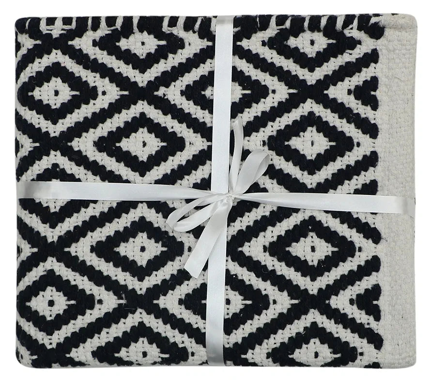 The Home Talk Weaved Cotton Rectangular Carpets Contemporary Decorators Area Rugs Navy
